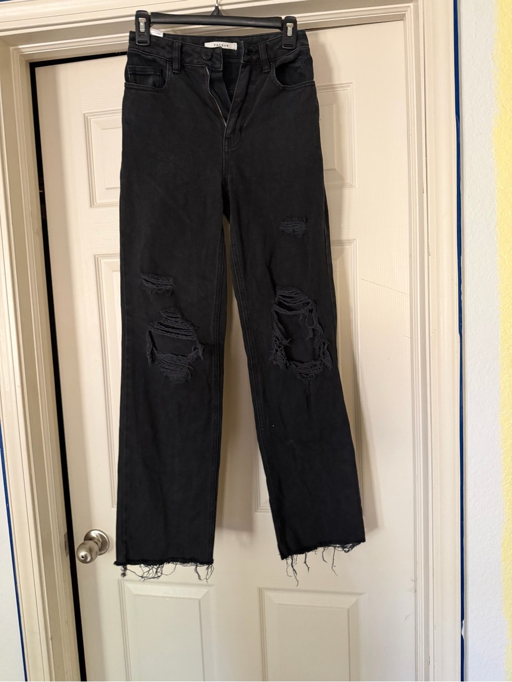 PacSun Black Distressed High Rise Wide Leg Jeans